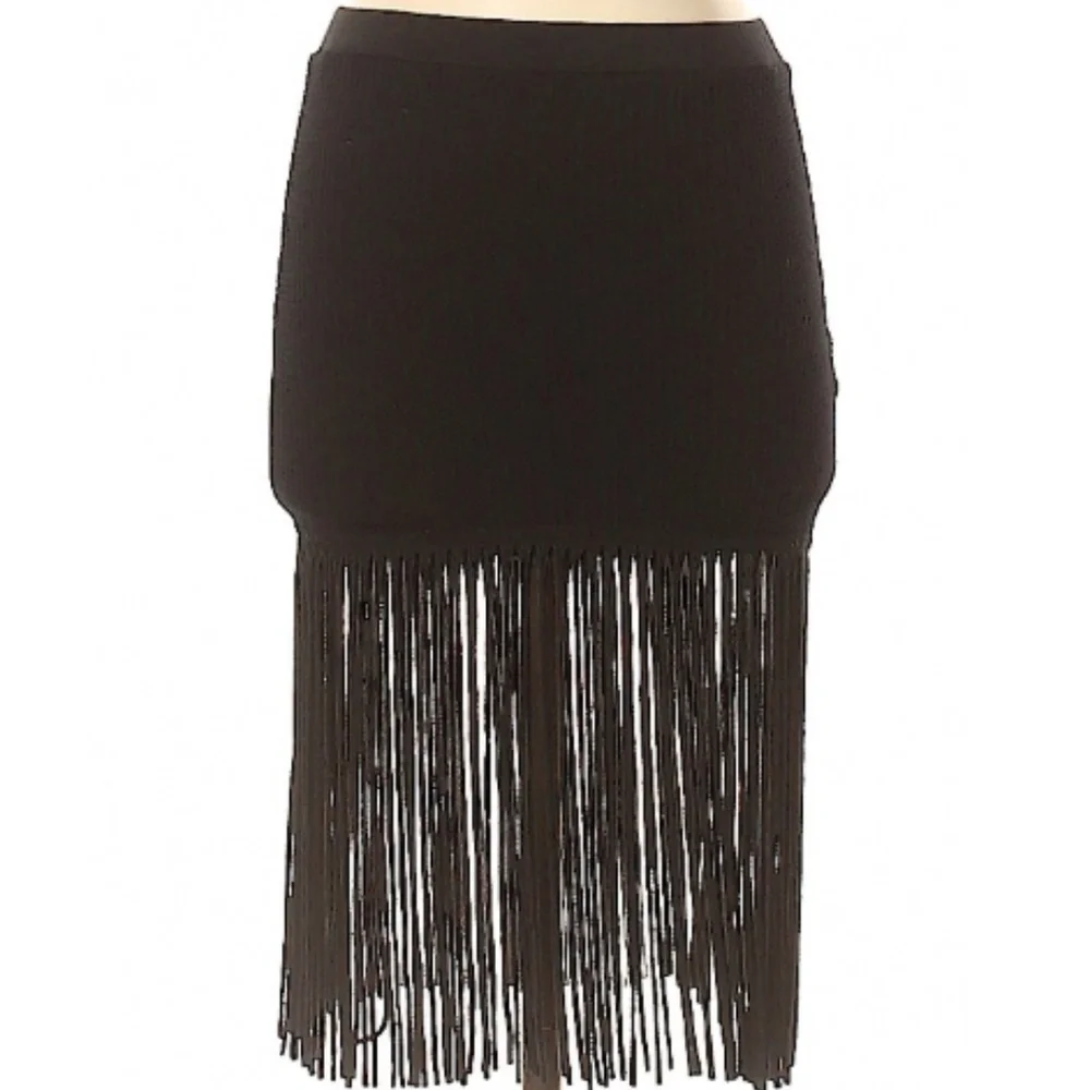 RILLER & FOUNT black fringe mini skirt - Picture 4 of 8